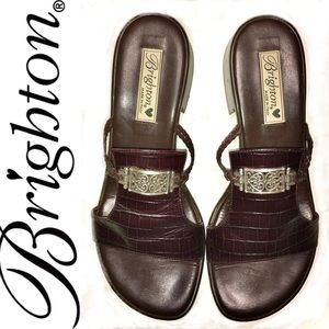 BRIGHTON Mavis brown croc sandals